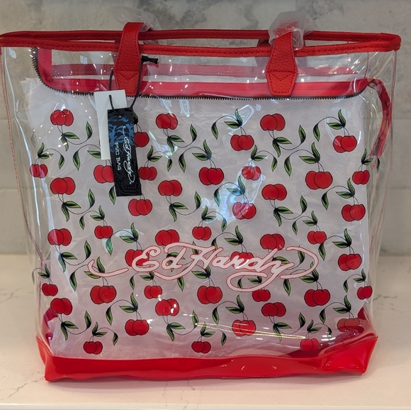 NWT Ed Hardy Red Cherry Print Tote Bag - Picture 1 of 10